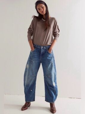 We The Free Good Luck Mid-Rise Barrel Jeans